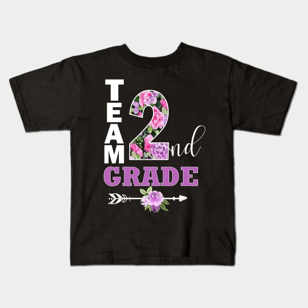 Team 2nd Grade Pretty Floral Teacher Student School Kids T-Shirt by Kimmicsts